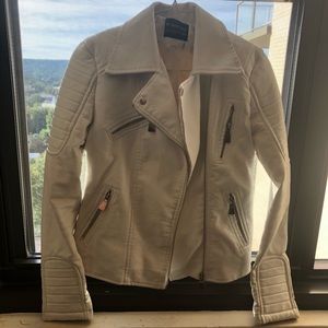 European White faux leather jacket.